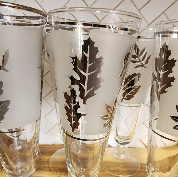 Vintage Libbey Silver Leaf Liquor Champagne Glasses (set of 7) - Picture 7 of 9